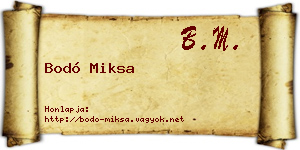 Bodó Miksa névjegykártya